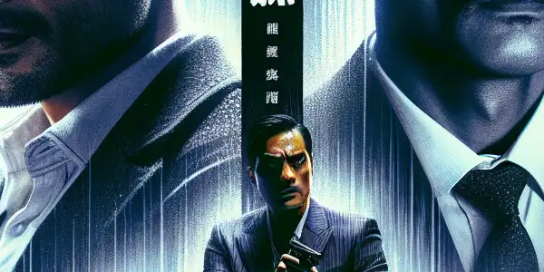 A gritty Hong Kong action film poster featuring an undercover cop and a menacing gang leader amidst neon-lit streets.